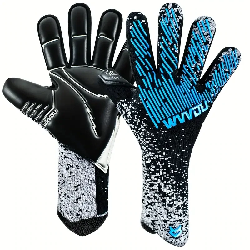 Breathable Soccer Goalie Gloves Black &amp; Blue