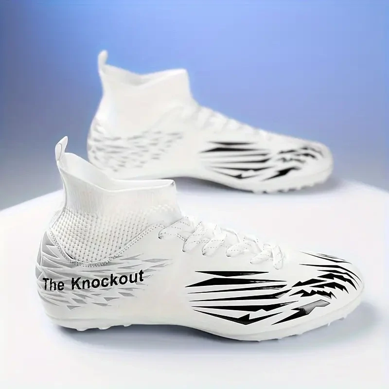 High Top Soccer Spike Turf Cleats White
