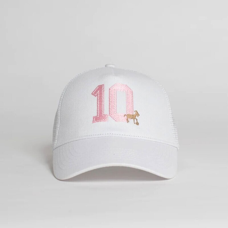 G.O.A.T Trucker White with Pink Font