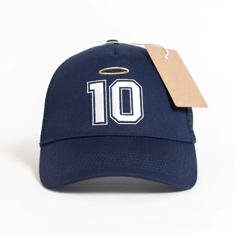 Trucker #10 Navy with White Font