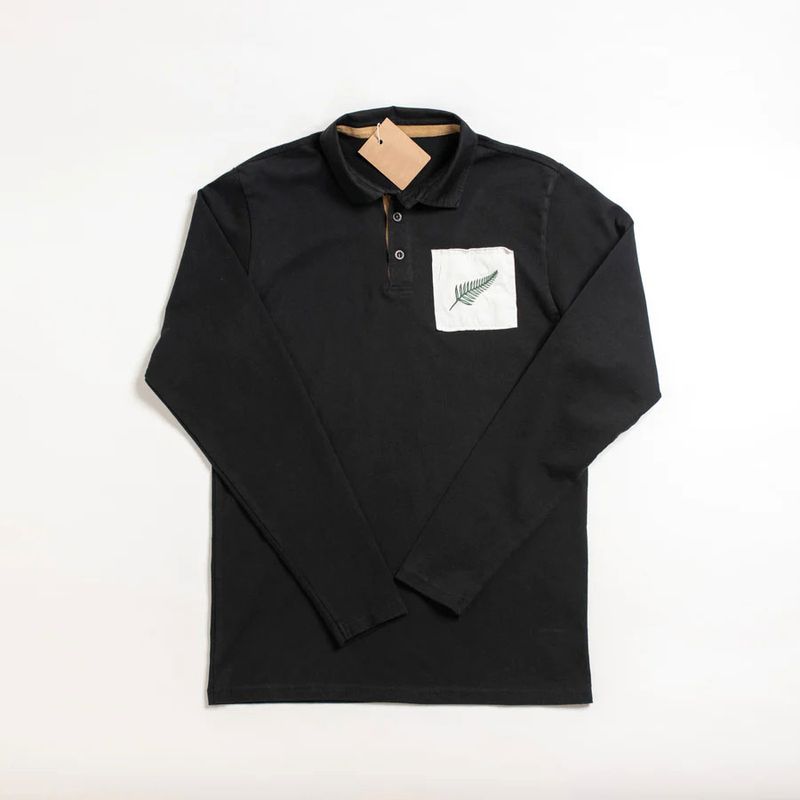 All Black Collar Long Sleeve T-shirt