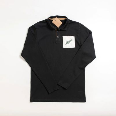 All Black Collar Long Sleeve T-shirt