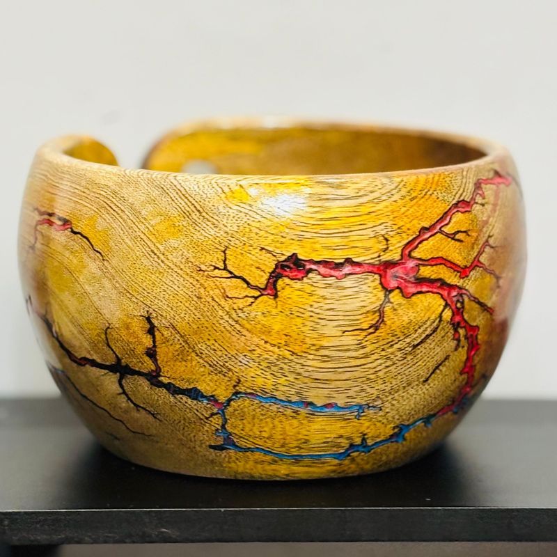 Red and Blue inlay yarn bowl