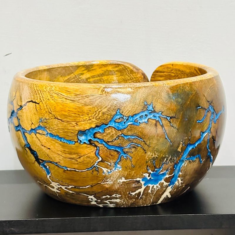 Blue and White inlay yarn bowl