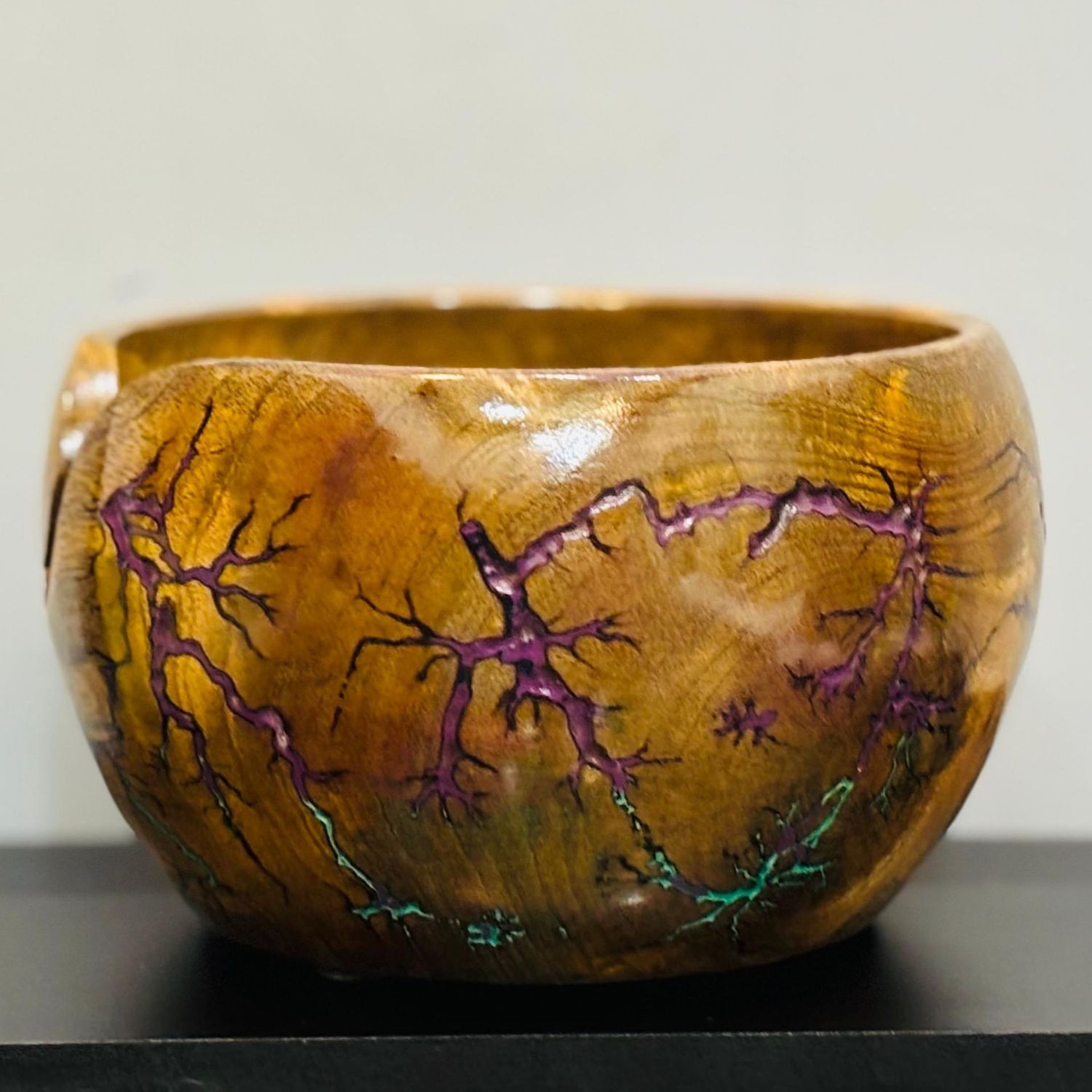 Purple and White inlay yarn bowl