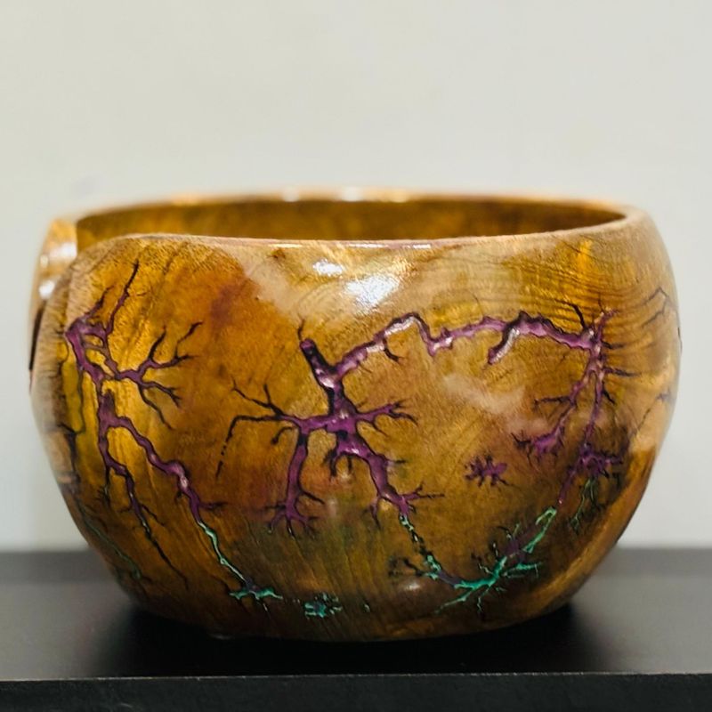 Purple and Green inlay yarn bowl