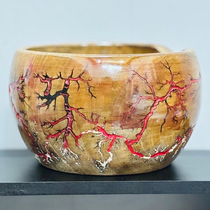Red and White inlay yarn bowl