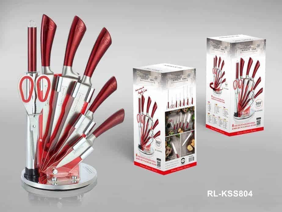 7pcs, knife stand set, red, Royalty Line