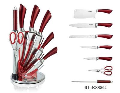 7pcs, knife stand set, knives set, red, RL-KSS804, Royalty Line