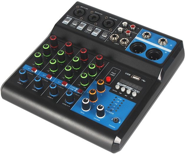 5 channels, professional, audio mixer, bluetooth, USB, Stereo, RCA inputs, F-5A