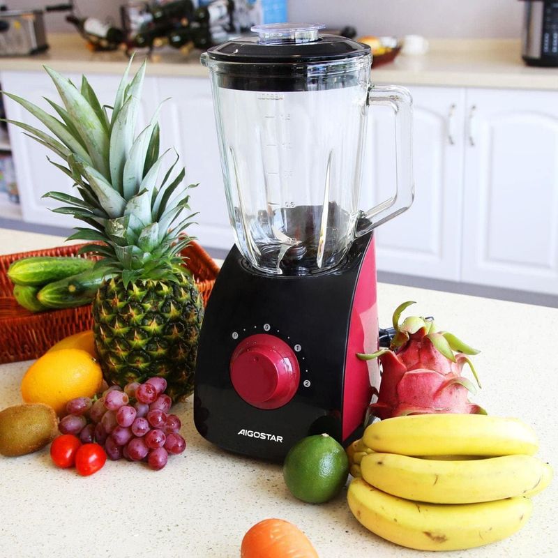 1.5LT, glass jug, fruit blender, ice crusher, 750W, smoothie maker, milkshake, frozen fruit, BPA free, Aigostar