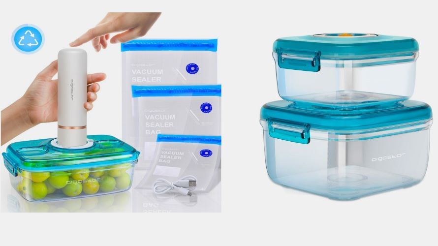 *CLEARANCE SALE* Vacuum sealer kit, 3 food containers, 3 bags, electric vacuum pump, Aigostar Fresh
