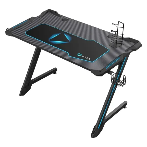 Gaming Desk, RGB LED Lighting,  Black/Blue, ONEX GD1200Z