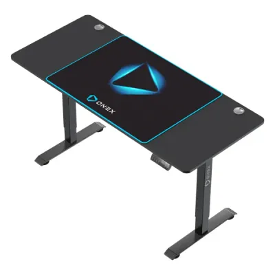 Gaming Desk, Electric Height Adjustment, 2 Levels 72-116cm, Dual Motor, Black/Blue