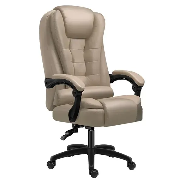 Office chair, pu leather, high-back, beige, CIS