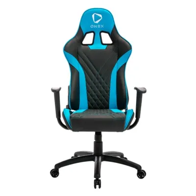 ONEX GX2-BK/BU Gaming Chair, PU Leather, Up to 125kg, Fixed Armrests, 135deg Tilting, Head &amp; Lumbar support, Rocking function, Black/Blue