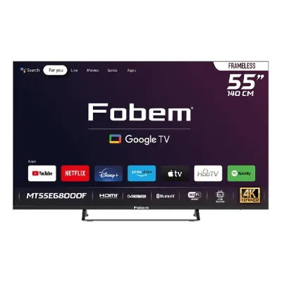 55” 4K Ultra HD LED TV, Android, Smart Wifi, Bluetooth, 3 Year Warranty, FOBEM MT55EG8000F