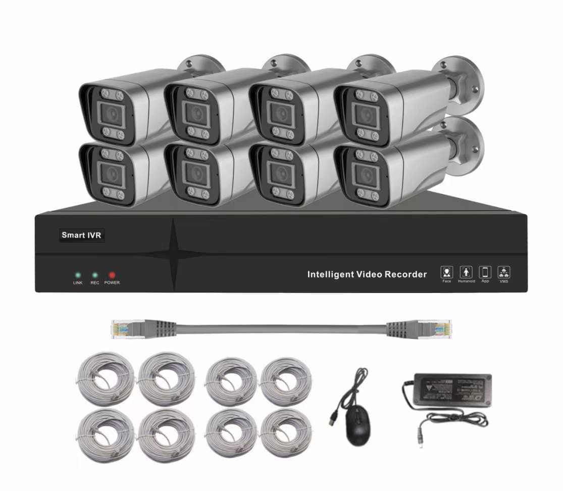 CCTV, 8 cameras, 5MP, IVR, DVR 1TB, 25MT cables, CAT6