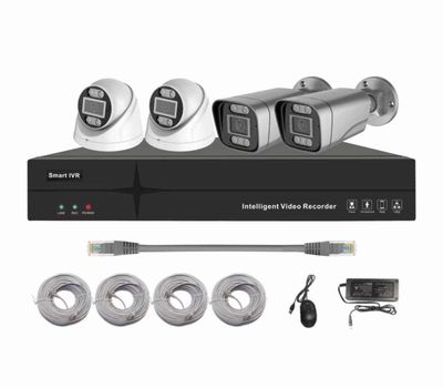 4 cameras, 5MP, IVR, DVR 500GB hard disk, 25MT cable, CAT6