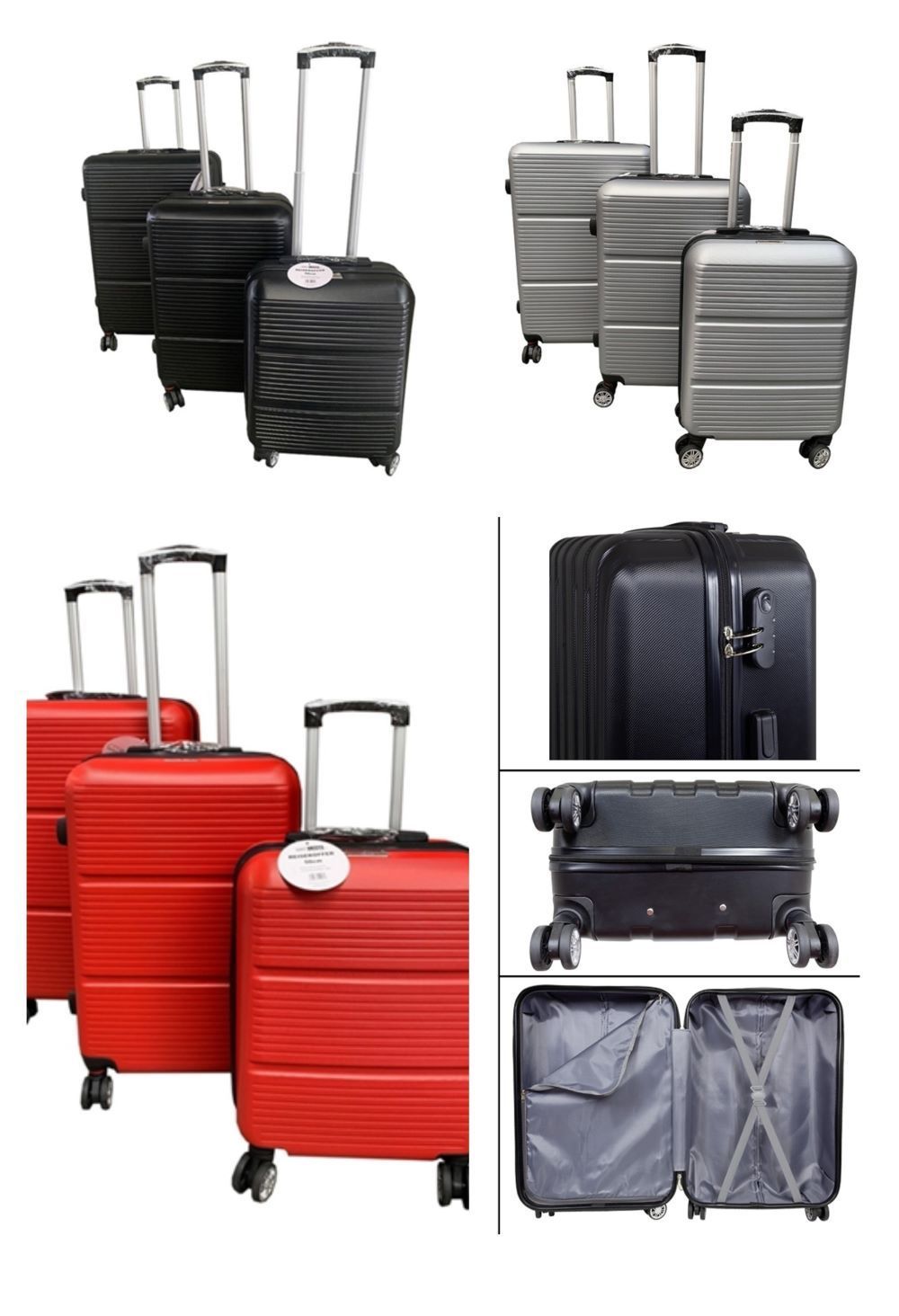 3 pcs, suitcases, 3 colors available, ABS material, handle, Art-Land
