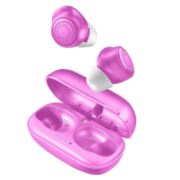 Bluetooth, In-Ear, earphones, charging power case, built in mic, pink, CellularLine