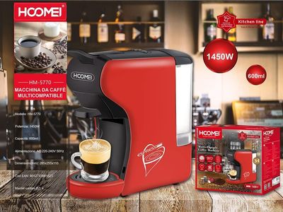 1400W, multi-compatible, coffee machine, capsules, coffee powder, Hoomei