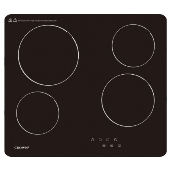 4*burner, electric built-in hob, vitroceramic, touch-control, black, CROWN PVT604C
