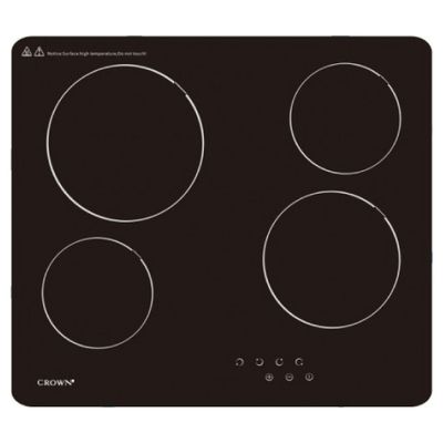 4*burner, electric built-in hob, vitroceramic, touch-control, black, CROWN PVT604C