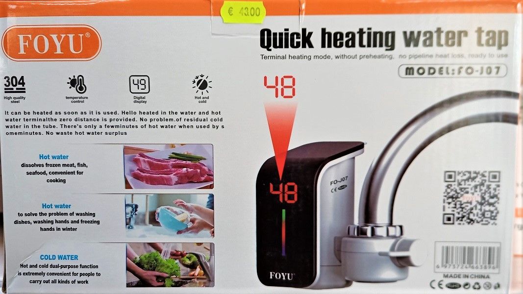 Tap water heater terminal, faucet electric boiler, easy assemble, without remove your tap, Foyu