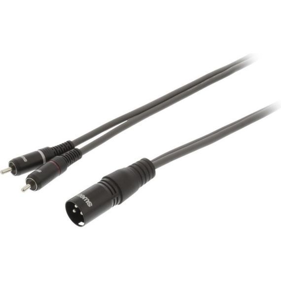 Sweex 3 pin XLR male - 2x RCA male 10m stereo audio cable