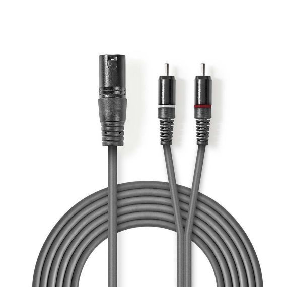 3m XLR Male to 3 Pin XLR-2x Male RCA Audio Cable