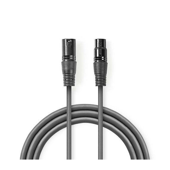 Balanced XLR Audio Cable | 3 Pin XLR Male - 3 Pin XLR Female | 0.5 m | Grey