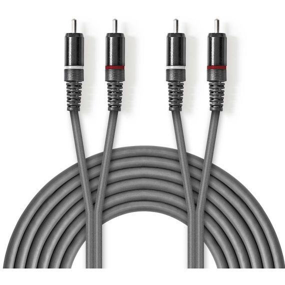 Nedis 5m nickel-plated stereo audio cable 2x male RCA