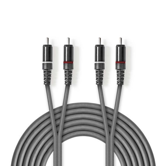 Stereo Audio Cable 2x Male RCA - 2x Male RCA 3.0 m Gray