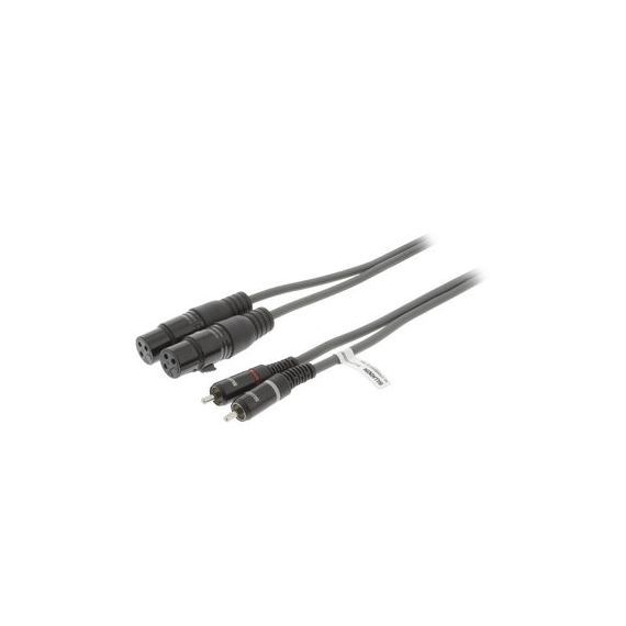 XLR Stereo Cable 2x XLR 3-Pin Female - 2x RCA Male 1.5 m Dark Gray