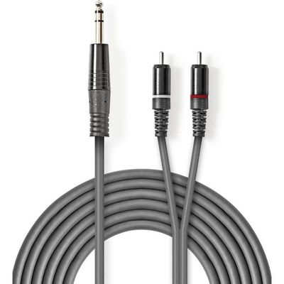 Stereo audio stereo jack audio 6.35mm/2 RCA 1.5m grigio