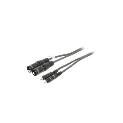 XLR Stereo Cable 2x XLR 3-Pin Male - 2x RCA Male 3.0 m Dark Gray