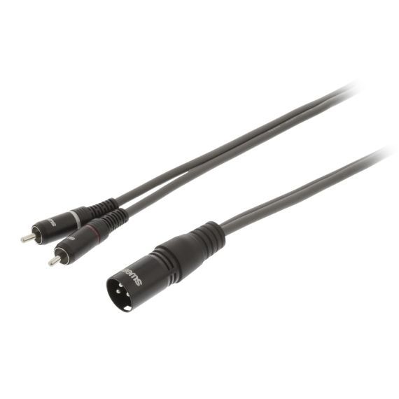 Stereo Cable XLR 3p (M) - 2x RCA Male 3m Dark Gray