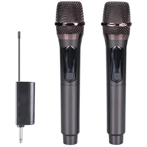 Pair, wireless microphones, rechargeable batteries, WEB
