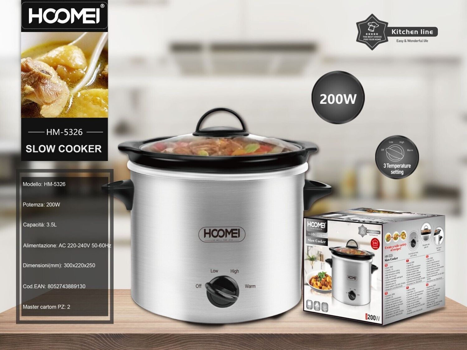 3.5LT, slow cooker, 180W, electric cooker, steam cooker, electric pot, Hoomei HM-5326