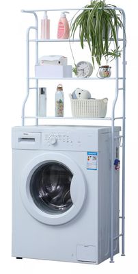 Herzberg HG-03572: 3-Tier Washing Machine and Bathroom Storage Shelf with Towel Hanger - White