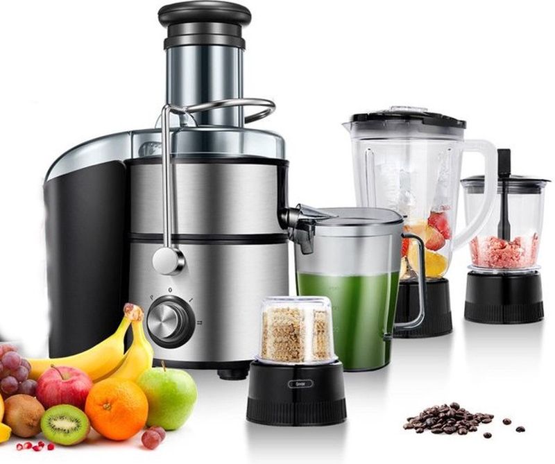 1000W, 4 in 1, juice extractor, blender, coffee grinder, chopper,  RoyaltyLine PJ19003, 3 years warranty