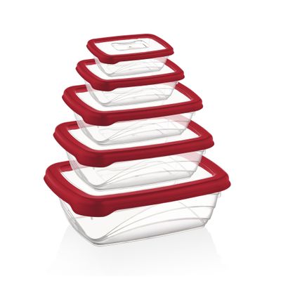 Herzberg 5 Pieces Bio Saver Box Set Red