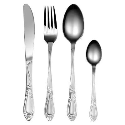 72pcs Set Cutlery, Stainless-Steel, 12* forks, 12* Knives, 12* Spoons, 12* Dessert Spoons, Suitcase-set, Silver, 3 Year Warranty, ROYALTYLINE 72S2