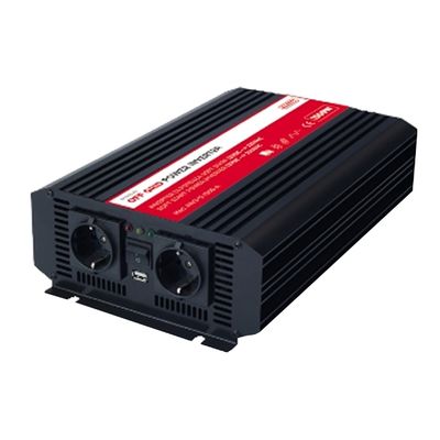 1500W, power inverter, modified sine wave 12V-DC to 230V-AC, with USB, Black, GBC 34013240