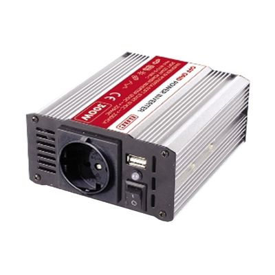 300W, power inverter, modified sine wave 12V-DC to 230V-AC, with USB, Black, GBC 34013210