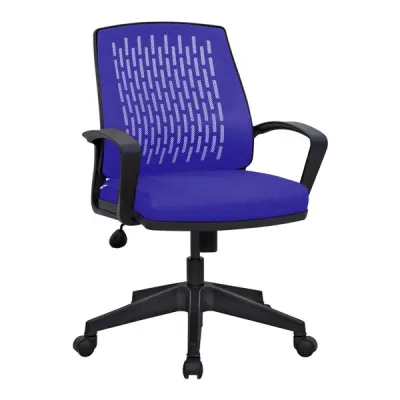 Office Chair, Fabric, Up to 95kg, Fixed Armrests, Tilting, Lumbar support, Mid-Back, Meshed back, Blue