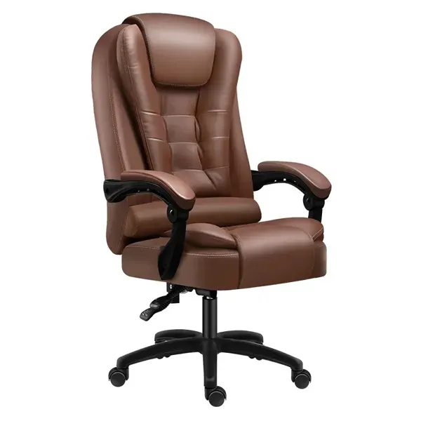 Office chair, PU leather, high-back, brown, CIS