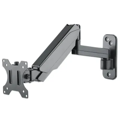 MANHATTAN 461610 Wall-Mount 17” to 32” Monitor Bracket, Tilting, Swiveling, Rotation, Max 8Kg, 2*Arms, Extending, Gas-Spring-Mechanism, Max Ext 421 mm, Black