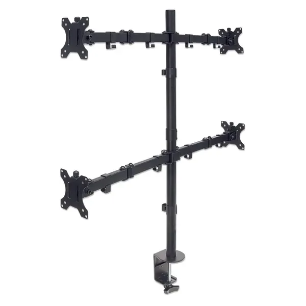 MANHATTAN 461566 Desk-Mount 13″ to 32″ Monitor Bracket, 4* Monitor, Max 8Kg , 4*Arms, Height Adjustable, Black
